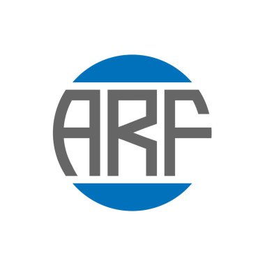 Beyaz arka planda ARF harfi logo tasarımı. ARF yaratıcı paraf dairesi logosu konsepti. ARF harf tasarımı.