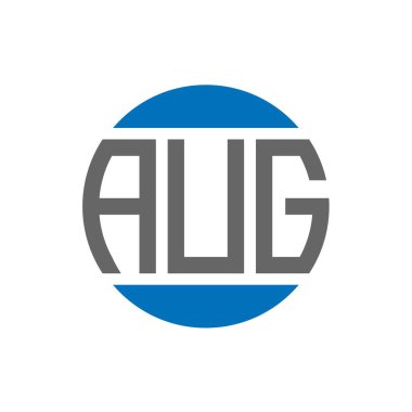 Beyaz arka planda AUG harf logosu tasarımı. AUG yaratıcı paraf dairesi logosu. AUG harf tasarımı.
