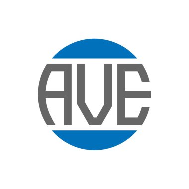 Beyaz arkaplanda AVE harf logosu tasarımı. AVE yaratıcı paraf daire logosu konsepti. AVE harf tasarımı.