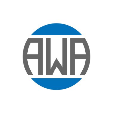 Beyaz arka planda AWA harf logosu tasarımı. AWA yaratıcı paraf dairesi logosu. AWA harf tasarımı.