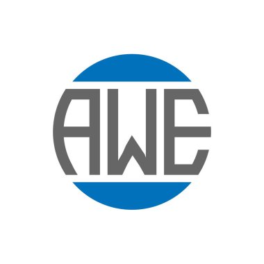Beyaz arka planda AWE harfi logo tasarımı. AWE yaratıcı baş harfler dairesi logosu. AWE harf tasarımı.