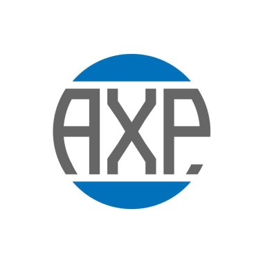 Beyaz arkaplanda AXP harf logosu tasarımı. AXP yaratıcı paraf dairesi logosu. AXP harf tasarımı.