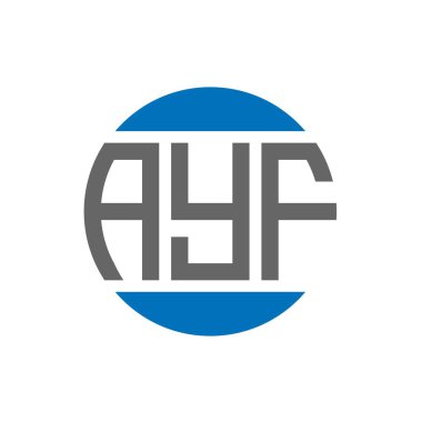Beyaz arka planda AYF harf logosu tasarımı. AYF yaratıcı paraf daire logosu konsepti. AYF harf tasarımı.