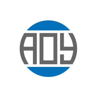 Beyaz arka planda AOY harf logosu tasarımı. AOY yaratıcı paraf daire logosu konsepti. AOY harf tasarımı.