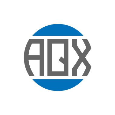Beyaz arka planda AQX harf logosu tasarımı. AQX yaratıcı paraf dairesi logosu. AQX harf tasarımı.