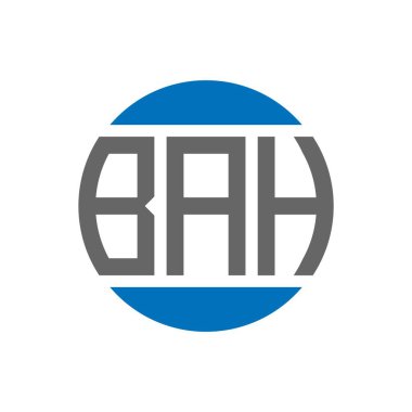 Beyaz arka planda BAH harfli logo tasarımı. BAH yaratıcı paraf daire logosu konsepti. BAH harf tasarımı.