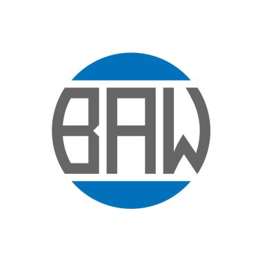 Beyaz arka planda BAW harf logosu tasarımı. BAW yaratıcı paraf dairesi logosu. BAW harf tasarımı.