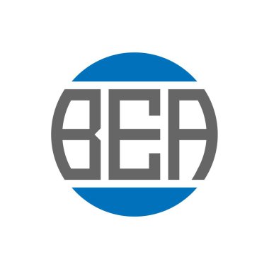 Beyaz arka planda BEA harf logosu tasarımı. BEA 'nın baş harfleri daire logosu. BEA harf tasarımı.