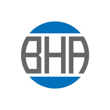 Beyaz arka planda BHA harf logosu tasarımı. BHA yaratıcı paraf daire logosu konsepti. BHA harf tasarımı.