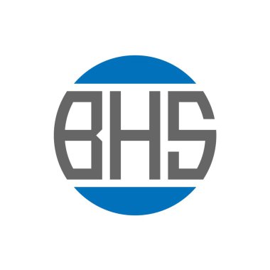Beyaz arka planda BHS harf logosu tasarımı. BHS yaratıcı paraf daire logosu konsepti. BHS harf tasarımı.