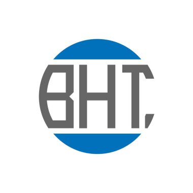 Beyaz arkaplanda BHT harf logosu tasarımı. BHT yaratıcı paraf dairesi logosu. BHT harf tasarımı.