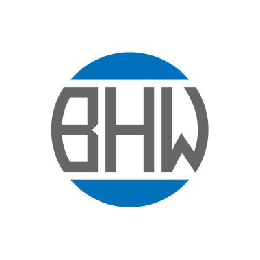 Beyaz arkaplanda BHW harf logosu tasarımı. BHW yaratıcı paraf daire logosu konsepti. BHW harf tasarımı.