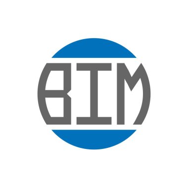 Beyaz arkaplanda BIM harfi logo tasarımı. BIM yaratıcı paraf daire logosu konsepti. BIM harf tasarımı.