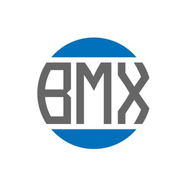 Beyaz arka planda BMX harfli logo tasarımı. BMX yaratıcı paraf daire logosu konsepti. BMX harf tasarımı.