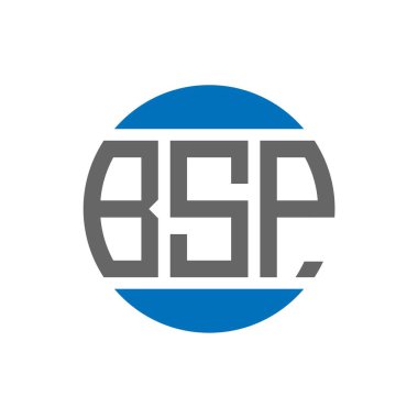 Beyaz arkaplanda BSP harf logosu tasarımı. BSP yaratıcı paraf dairesi logosu. BSP harf tasarımı.