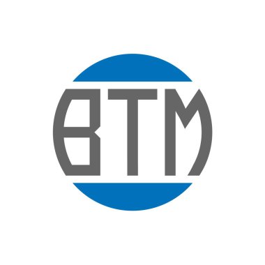 Beyaz arkaplanda BTM harf logosu tasarımı. BTM yaratıcı paraf dairesi logosu. BTM harf tasarımı.