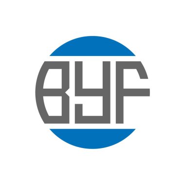 Beyaz arka planda BYF harf logosu tasarımı. BYF yaratıcı paraf dairesi logosu. BYF harf tasarımı.