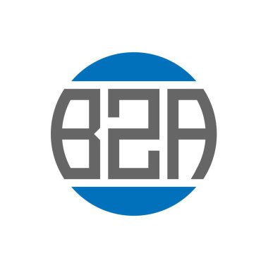 Beyaz arka planda BZA harf logosu tasarımı. BZA yaratıcı paraf daire logosu konsepti. BZA harf tasarımı.