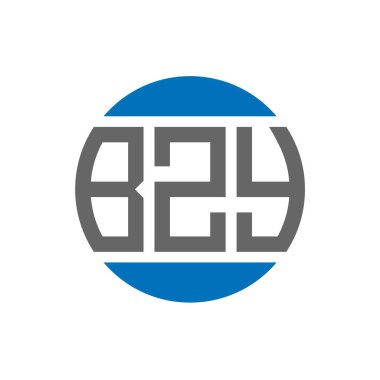 Beyaz arkaplanda BZY harf logosu tasarımı. BZY yaratıcı paraf daire logosu konsepti. BZY harf tasarımı.