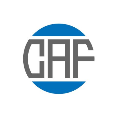 Beyaz arkaplanda CAF harf logosu tasarımı. CAF yaratıcı paraf dairesi logosu konsepti. CAF harf tasarımı.