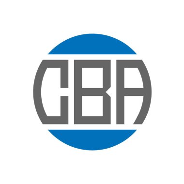 Beyaz arka planda CBA harf logosu tasarımı. CBA yaratıcı paraf dairesi logosu. CBA harf tasarımı.
