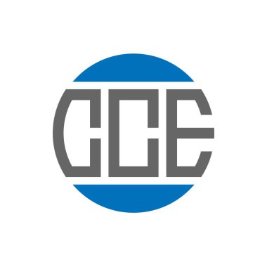 Beyaz arka planda CCE harf logosu tasarımı. CCE 'nin baş harfleri yuvarlak logo konsepti. CCE harf tasarımı.