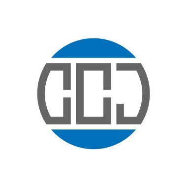 Beyaz arka planda CCJ harf logosu tasarımı. CCJ yaratıcı paraf daire logosu konsepti. CCJ harf tasarımı.