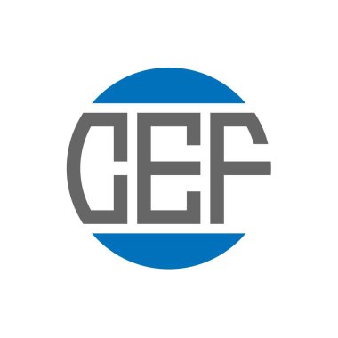 Beyaz arkaplanda CEF harf logosu tasarımı. CEF yaratıcı paraf daire logosu konsepti. CEF harf tasarımı.
