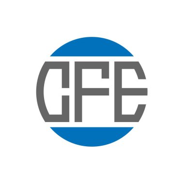 Beyaz arkaplanda CFE harf logosu tasarımı. CFE yaratıcı harfler çemberi logosu konsepti. CFE harf tasarımı.
