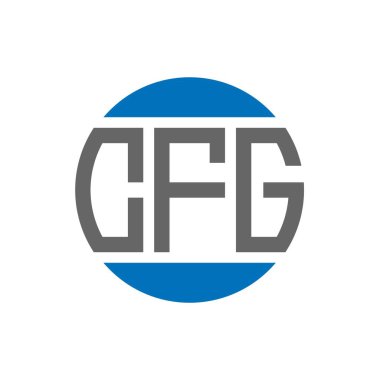 Beyaz arkaplanda CFG harf logosu tasarımı. CFG yaratıcı paraf dairesi logosu. CFG harf tasarımı.