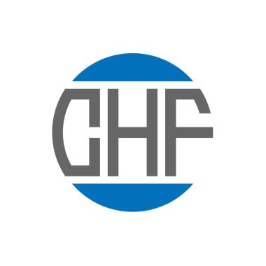 Beyaz arka planda CHF harf logosu tasarımı. CHF yaratıcı baş harfleri yuvarlak logo konsepti. CHF harf tasarımı.