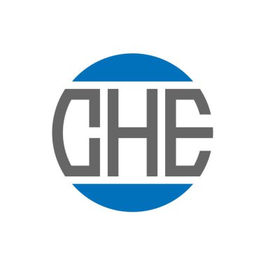 Beyaz arka planda CHE harf logosu tasarımı. CHE yaratıcı paraf daire logosu konsepti. CHE harf tasarımı.