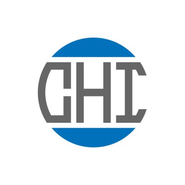 Beyaz arka planda CHI harf logosu tasarımı. CHI yaratıcı paraf daire logosu konsepti. CHI harf tasarımı.