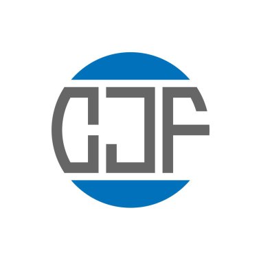Beyaz arka planda CJF harf logosu tasarımı. CJF yaratıcı paraf daire logosu konsepti. CJF harf tasarımı.