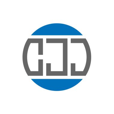 Beyaz arka planda CJJ harf logosu tasarımı. CJJ yaratıcı paraf daire logosu konsepti. CJJ harf tasarımı.
