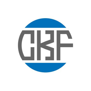 Beyaz arkaplanda CKF harf logosu tasarımı. CKF yaratıcı paraf daire logosu konsepti. CKF harf tasarımı.