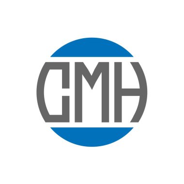 Beyaz arka planda CMH harf logosu tasarımı. CMH yaratıcı paraf dairesi logosu. CMH harf tasarımı.