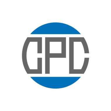 Beyaz arkaplanda CPC harf logosu tasarımı. CPC yaratıcı paraf dairesi logosu. CPC harf tasarımı.