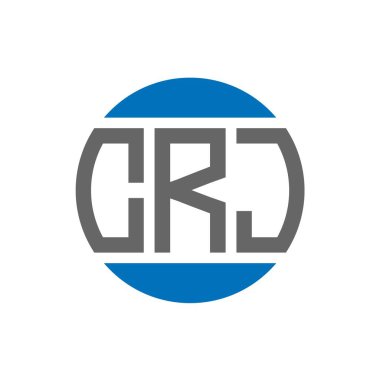 Beyaz arka planda CRJ harf logosu tasarımı. CRJ yaratıcı paraf dairesi logosu konsepti. CRJ harf tasarımı.