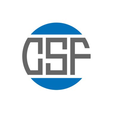 Beyaz arkaplanda beyin omurilik sıvısı logosu tasarımı. Beyin omurilik sıvısı yaratıcılığının baş harfleri daire logosu. CSF harf tasarımı.