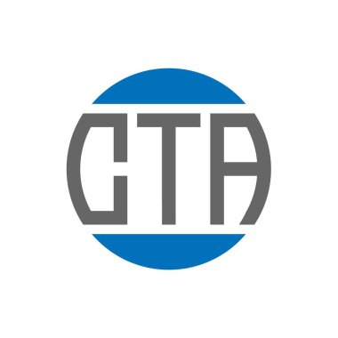 Beyaz arka planda CTA mektup logosu tasarımı. CTA yaratıcı paraf daire logosu konsepti. CTA harf tasarımı.