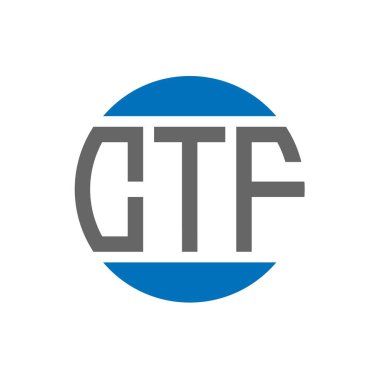 Beyaz arkaplanda CTF harf logosu tasarımı. CTF yaratıcı paraf daire logosu konsepti. CTF harf tasarımı.