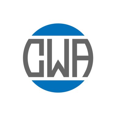 Beyaz arka planda CWA harf logosu tasarımı. CWA yaratıcı paraf daire logosu konsepti. CWA harf tasarımı.