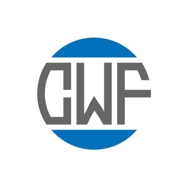 Beyaz arka planda CWF harf logosu tasarımı. CWF yaratıcı paraf yuvarlak logo kavramı. CWF harf tasarımı.