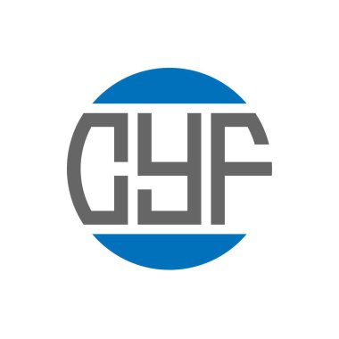 Beyaz arka planda CYF harf logosu tasarımı. CYF yaratıcı paraf daire logosu konsepti. CYF harf tasarımı.
