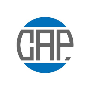 Beyaz arkaplanda CAP harf logosu tasarımı. CAP yaratıcı paraf dairesi logosu. CAP harf tasarımı.