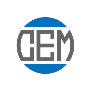 Beyaz arkaplanda CEM harf logosu tasarımı. CEM yaratıcı paraf daire logosu konsepti. CEM harf tasarımı.