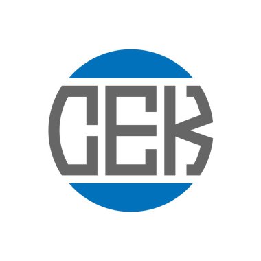 Beyaz arkaplanda CEK harf logosu tasarımı. CEK yaratıcı paraf dairesi logosu. CEK harf tasarımı.