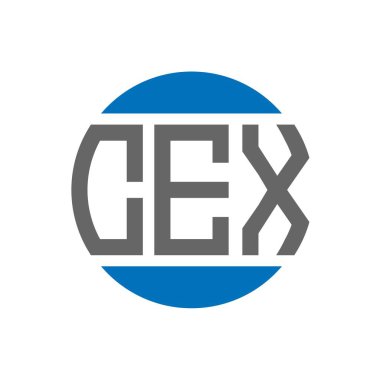Beyaz arkaplanda CEX harf logosu tasarımı. CEX 'in yaratıcı paraf dairesi logosu. CEX harf tasarımı.