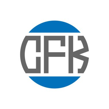 Beyaz arka planda CFK harf logosu tasarımı. CFK yaratıcı paraf dairesi logosu. CFK harf tasarımı.